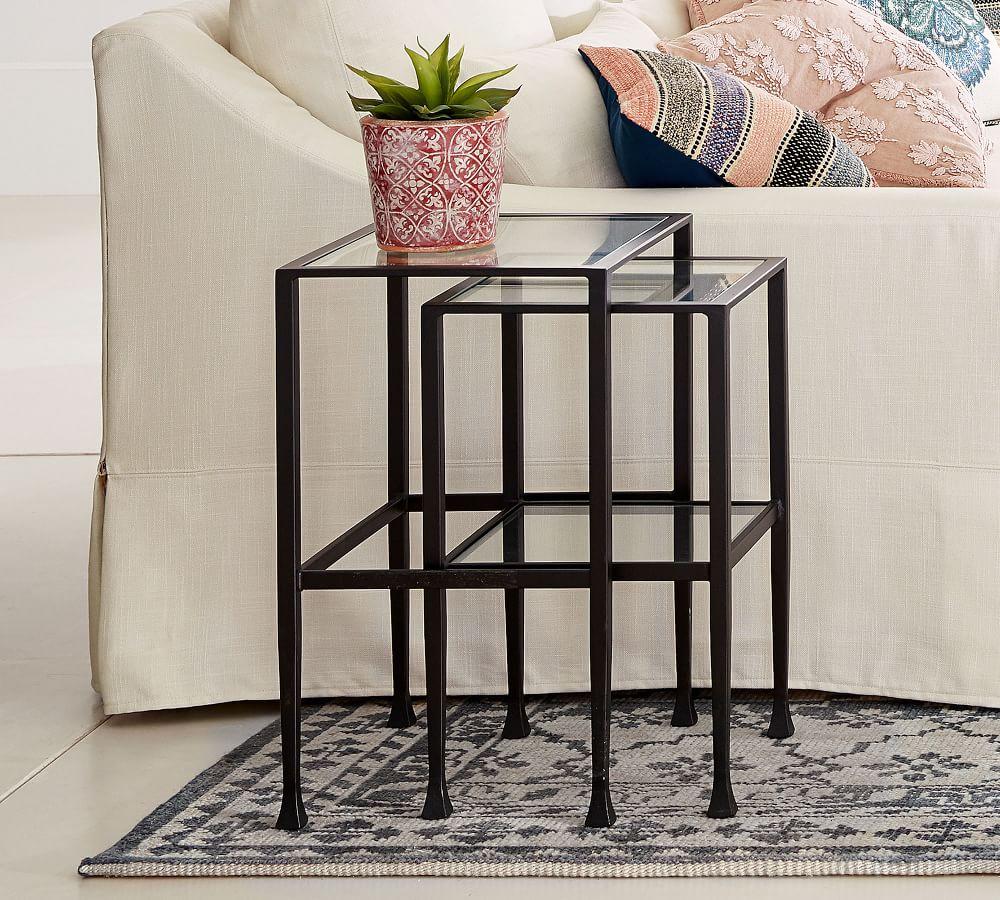 Pottery barn shop gold side table